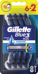 Gillette Pánske Blue3 Plus Comfort pánske jednorazové holiace strojčeky, 8 ks