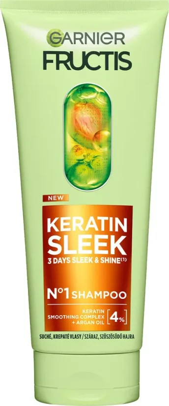 Fructis Keratin Sleek šampón na suché a poškodené vlasy 200 ml
