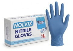 NOLVIX nitrilové jednorazové rukavice modré L, 100 ks