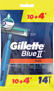 Gillette pánske jednorazové holiace strojčeky Blue II Plus 10+4, 14 ks