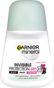 Garnier minerálny guľôčkový antiperspirant Invisible Protection Black White Colors, 50 ml