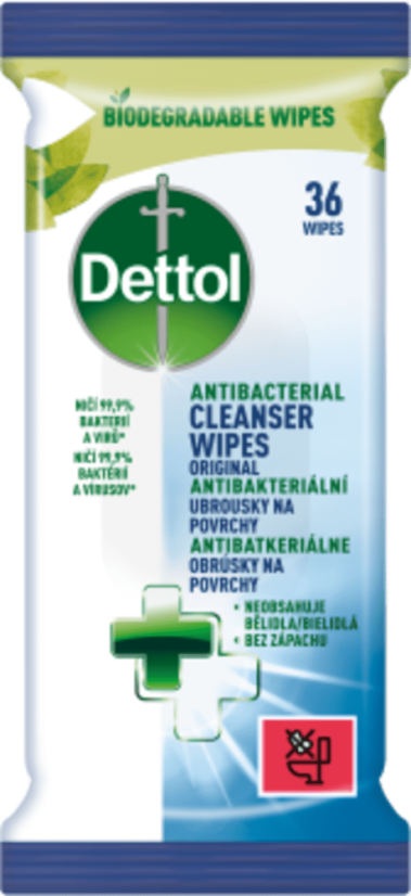 Dettol antibakteriálne utierky na povrchy, 36 ks