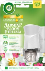 Air Wick elektrický osviežovač vzduchu a náplň Essential Oils - jazmínové kvety, frézia, 19 ml
