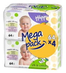 Bella Happy detské vlhčené utierky Hodváb & Bavlna 64x4 ks