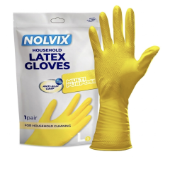NOLVIX latexové upratovacie rukavice žlté L