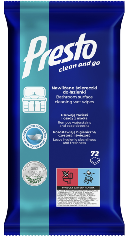 Presto Clean vlhčené utierky kúpeľňa 72 ks