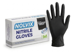 NOLVIX nitrilové jednorazové rukavice čierne M, 100 ks