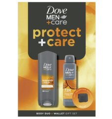 Dove MEN+CARE Sandal wood & Vanilla darčekové balenie – sprchový gél + deodorant + peňaženka