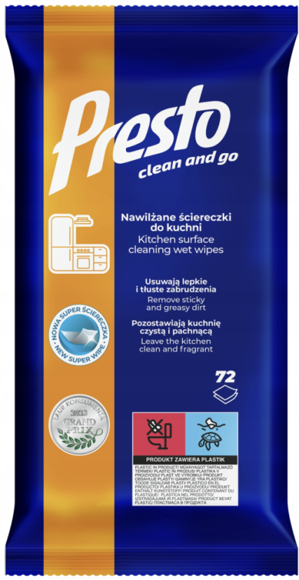 Presto Clean vlhčené utierky kuchyňa 72 ks