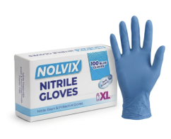 NOLVIX nitrilové jednorazové rukavice modré XL, 100 ks
