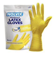 NOLVIX latexové upratovacie rukavice žlté M