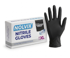 NOLVIX nitrilové jednorazové rukavice čierne XL, 100 ks