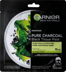Garnier sťahujúca textilná pleťová maska Pure Charcoal s výťažkom z čiernych rias, 1 ks