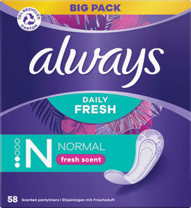 Always intímne vložky Fresh Protect Normal, 58 ks
