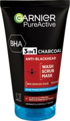 Garnier čistiaci pleťový gél-peeling a maska proti čiernym bodkám 3v1 Charcoal, 150 ml