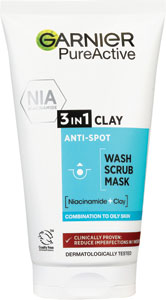 Garnier gélový pleťový peeling a maska 3v1 Pure Clay, 150 ml