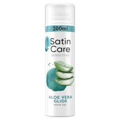 Gillette Satin Care Aloe Vera gél na holenie pro suchú a citlivú pokožku 200 ml
