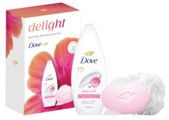 Dove darčekové balenie Sprchový gél 250 ml + Beauty Cream mydlo 95 g. + hubka