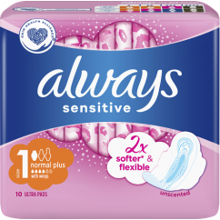Always Ultra Sensitive Normal+ hygienické vložky 10 ks