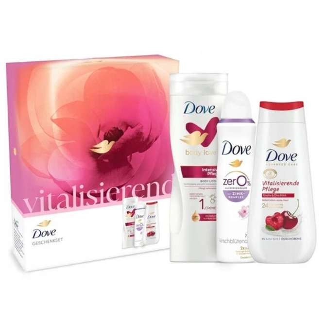 Dove darčeková sada Vitalising – sprchový gél + dezodorant + telové mlieko