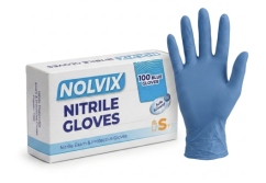 NOLVIX nitrilové jednorazové rukavice modré S, 100 ks