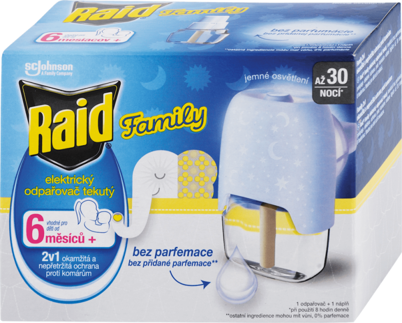 Raid elektrický odparovač Family s tekutou náplňou 30 nocí 21 ml