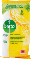Dettol antibakteriálne viacúčelové utierky Power fresh, Citrón a limeta, 36 ks