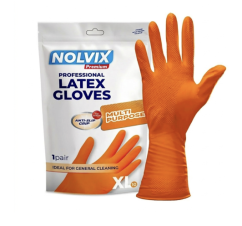 NOLVIX latexové upratovacie rukavice zosilnené oranžové XL