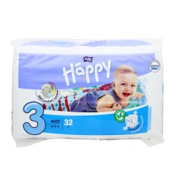 Bella Happy detské plienky Midi 3 (5-9 kg) 32 ks