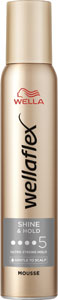 Wellaflex penové tužidlo Shiny Hold – lesk vlasov a pružná fixácia, 200 ml