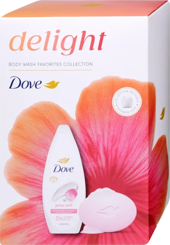 Dove darčekové balenie Sprchový gél 250 ml + Beauty Cream mydlo 95 g. + hubka