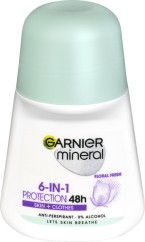 Garnier dámsky minerálny guľôčkový antiperspirant 6-in-1 Protection Skin + Clothes 50 ml